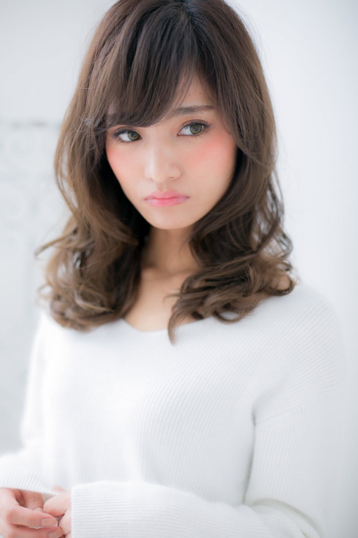 斜めバング☆ミルクティーカラーが大人かわいいd