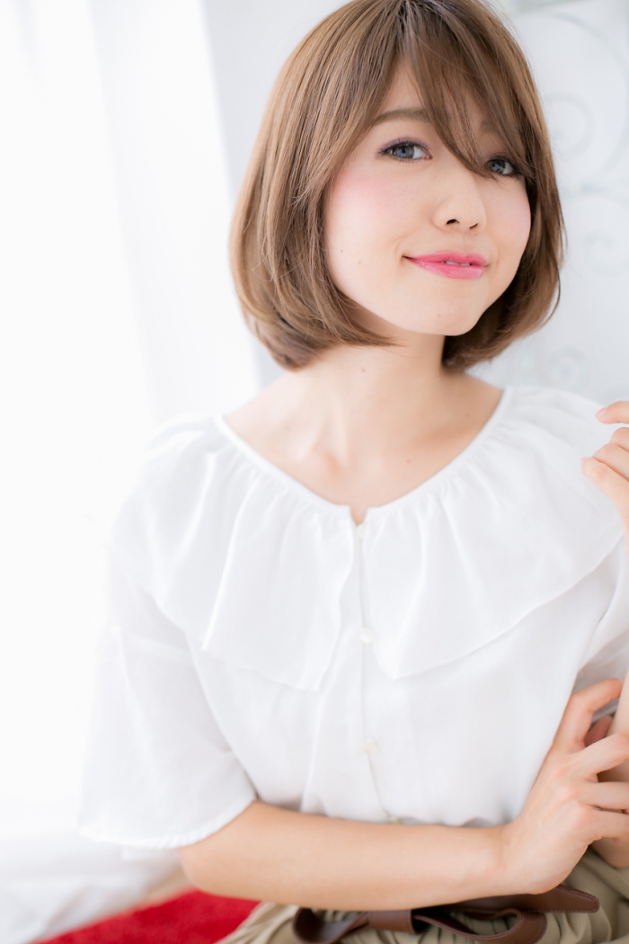 斜めバングで小顔見せ♪ワンカール大人ボブc