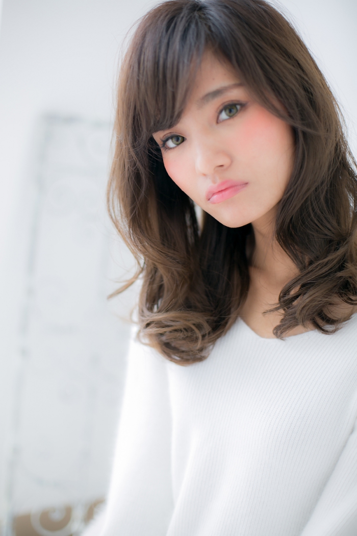 斜めバング☆ミルクティーカラーが大人かわいいd