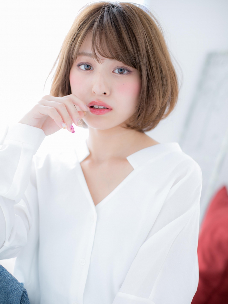 小顔に見せる♪重めワンカールマッシュボブa